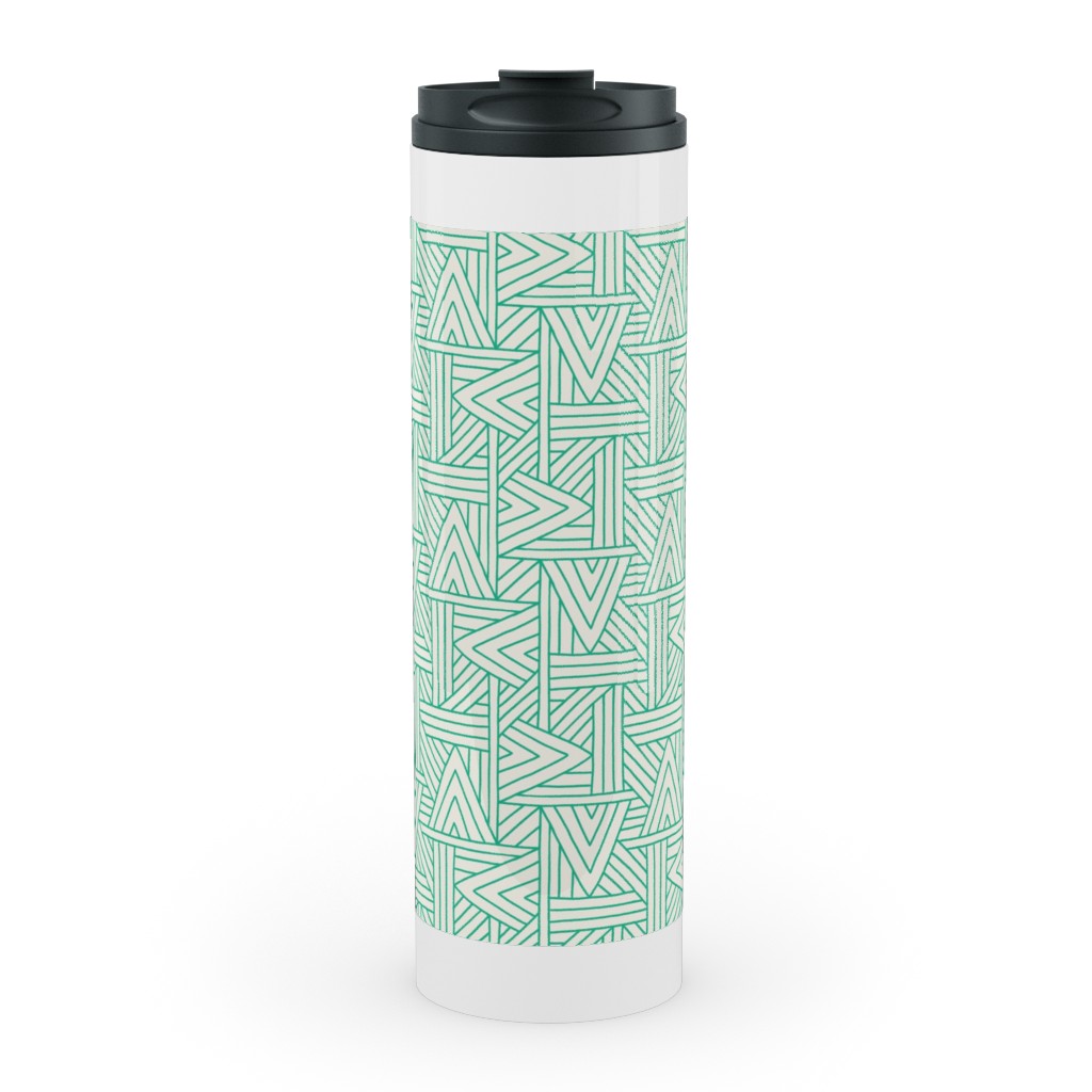 Angles - Green on White Stainless Mug, White, , 20oz, Green, Classic Green