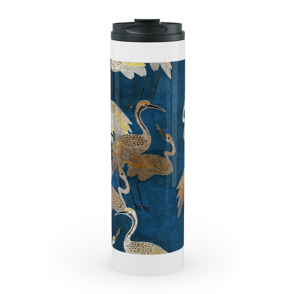 Deco Cranes - Sapphire Stainless Mug, White, , 20oz, Blue, True Blue