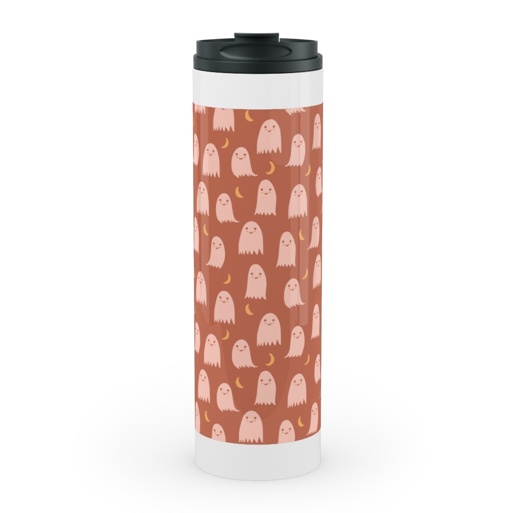 Cute Halloween Ghosts Stainless Mug, White, , 20oz, Pink, Sedona