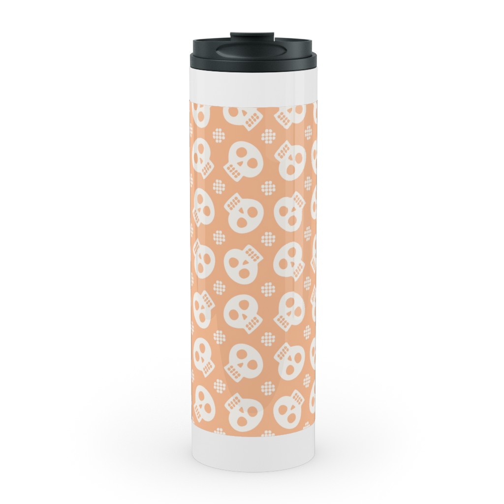 Halloween Skulls Stainless Mug, White,  , 20oz, Orange