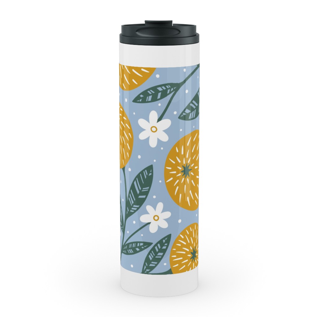 Orange Trees - Blue Stainless Mug, White, , 20oz, Blue, True Blue