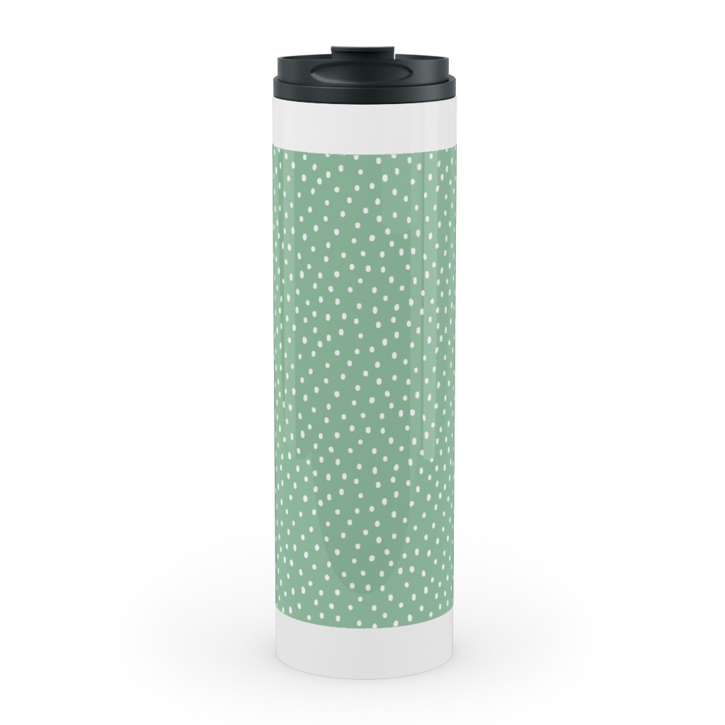 Joyful Bright Dots - Green Stainless Mug, White,  , 20oz, Green