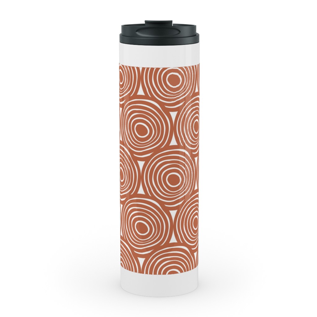 Overlapping Circles - Terracotta Stainless Mug, White, , 20oz, Brown, Brown