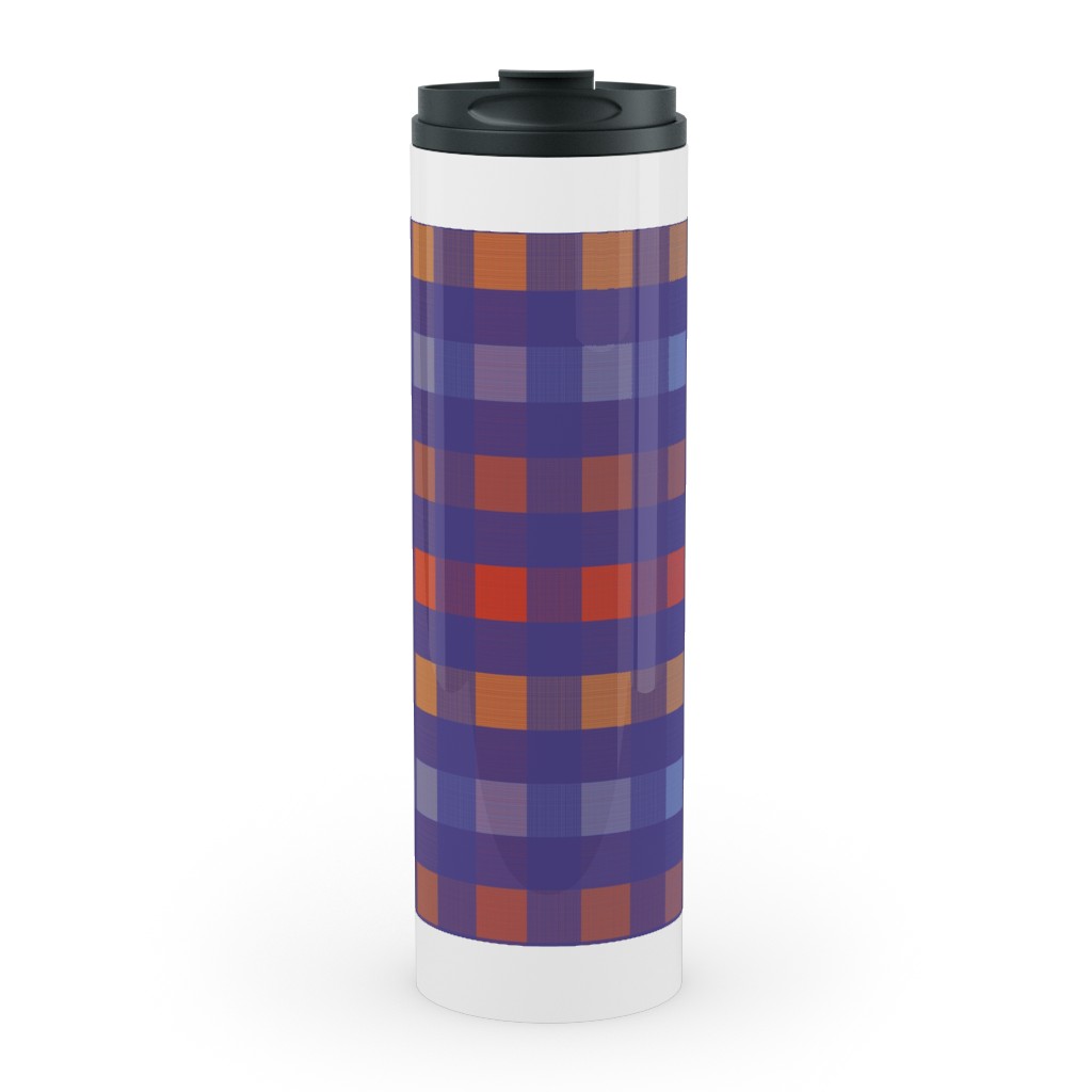 Picnic Plaid Stainless Mug, White, , 20oz, Multicolor, Viola