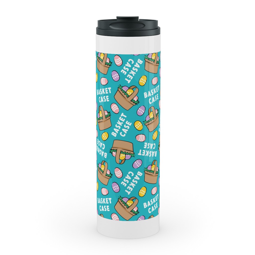 Basket Case - Basket and Eggs - Blue Stainless Mug, White, , 20oz, Blue, True Blue