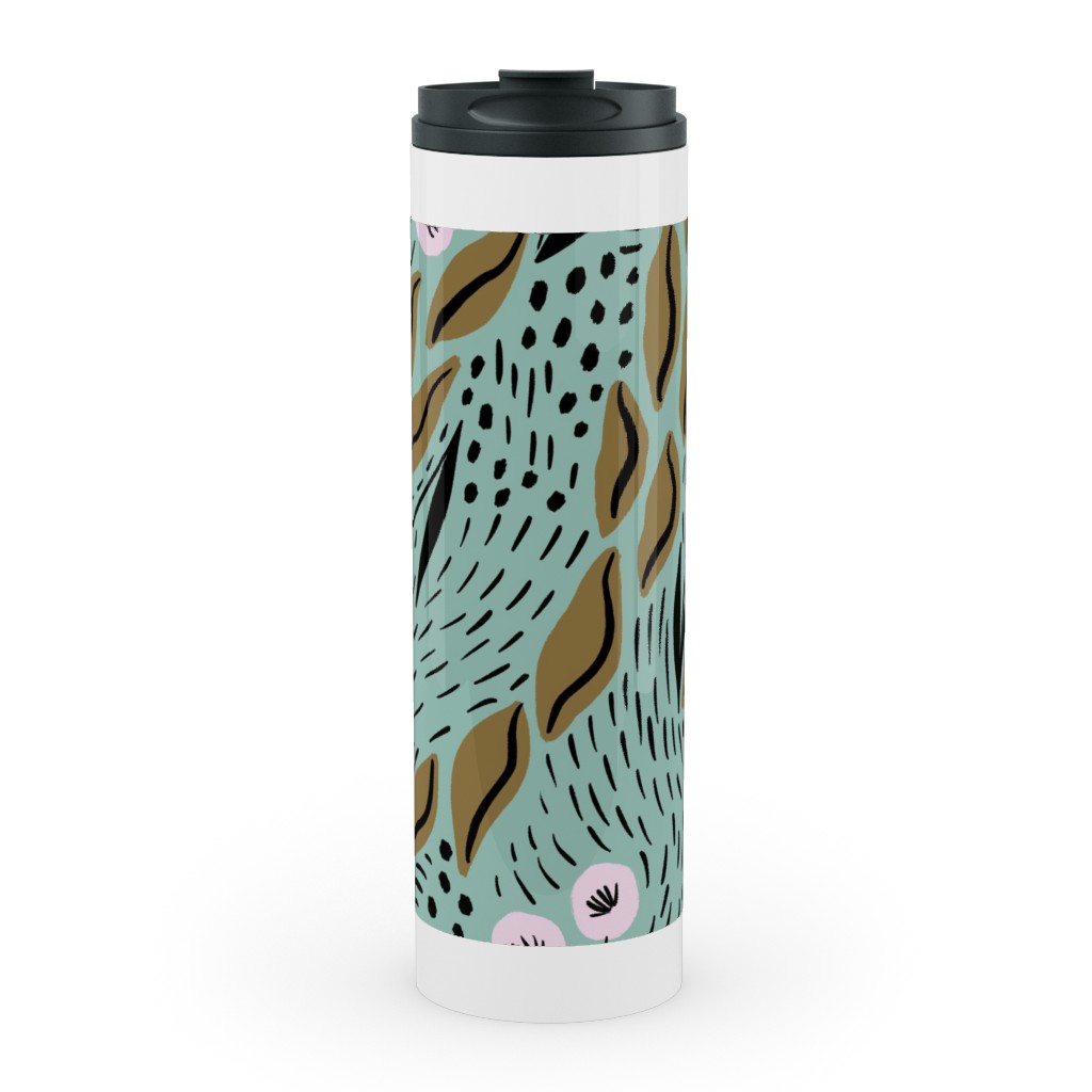 Flower Patch Lane on Mint Stainless Mug, White,  , 20oz, Green