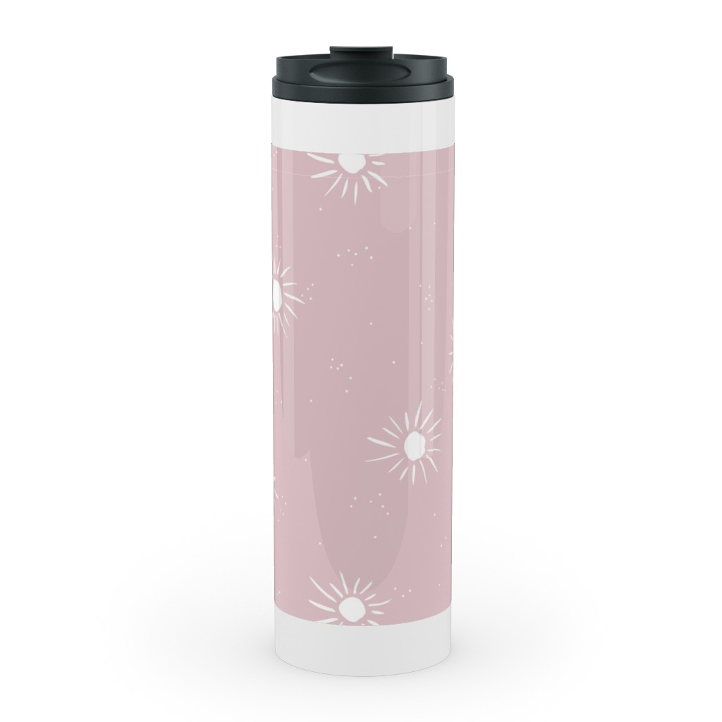 Seventies Retro Style Sunshine Stainless Mug, White, , 20oz, Pink, Orchid