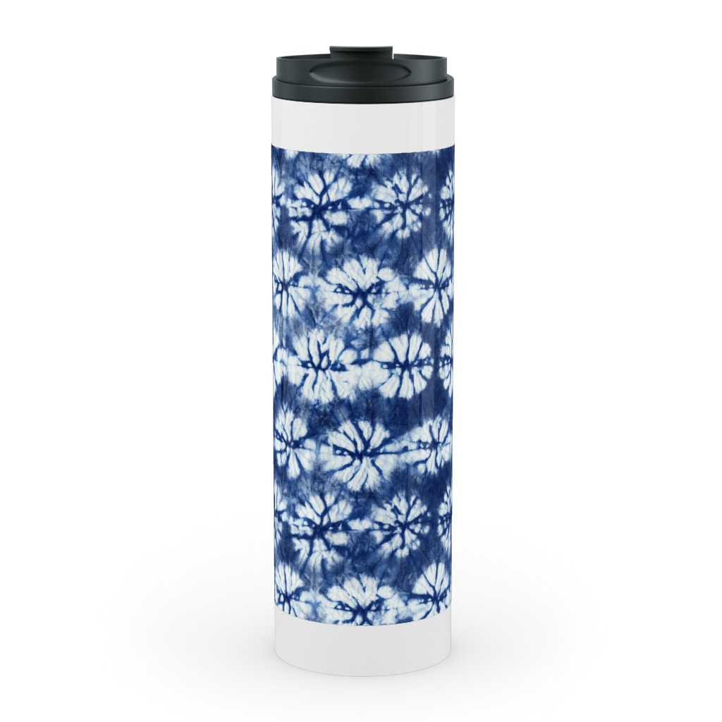Shibori Pine - Blue Stainless Mug, White, , 20oz, Blue, True Blue