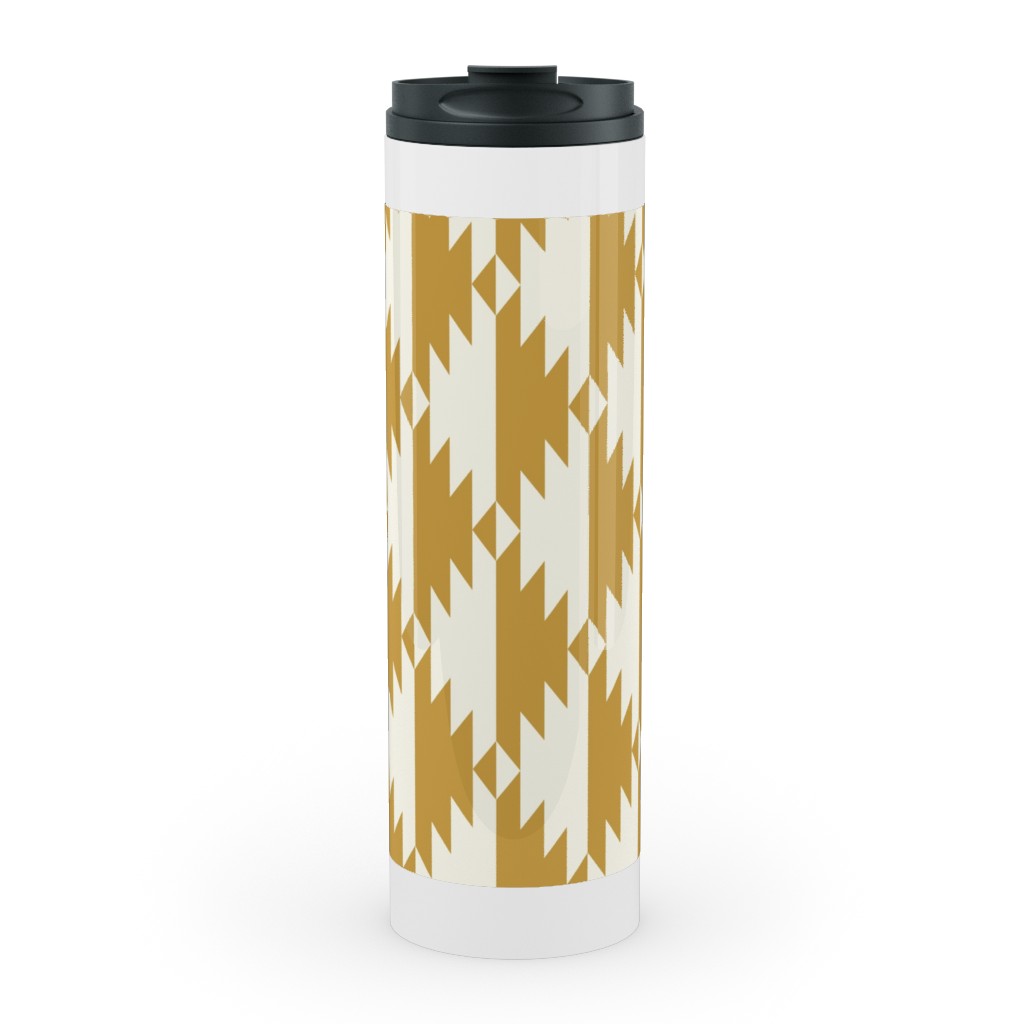 Tribal - Gold Stainless Mug, White,  , 20oz, Yellow