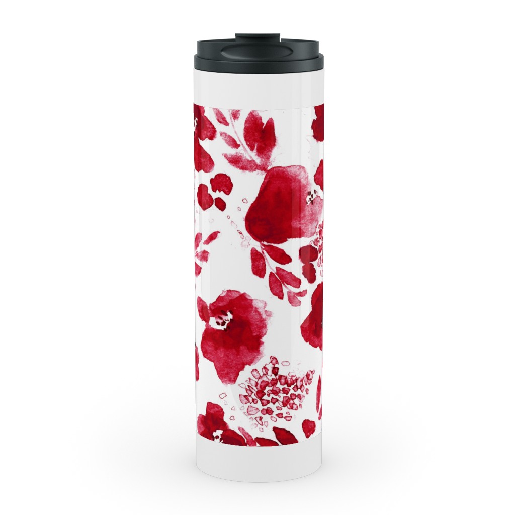 Floret Floral - Red Stainless Mug, White,  , 20oz, Red