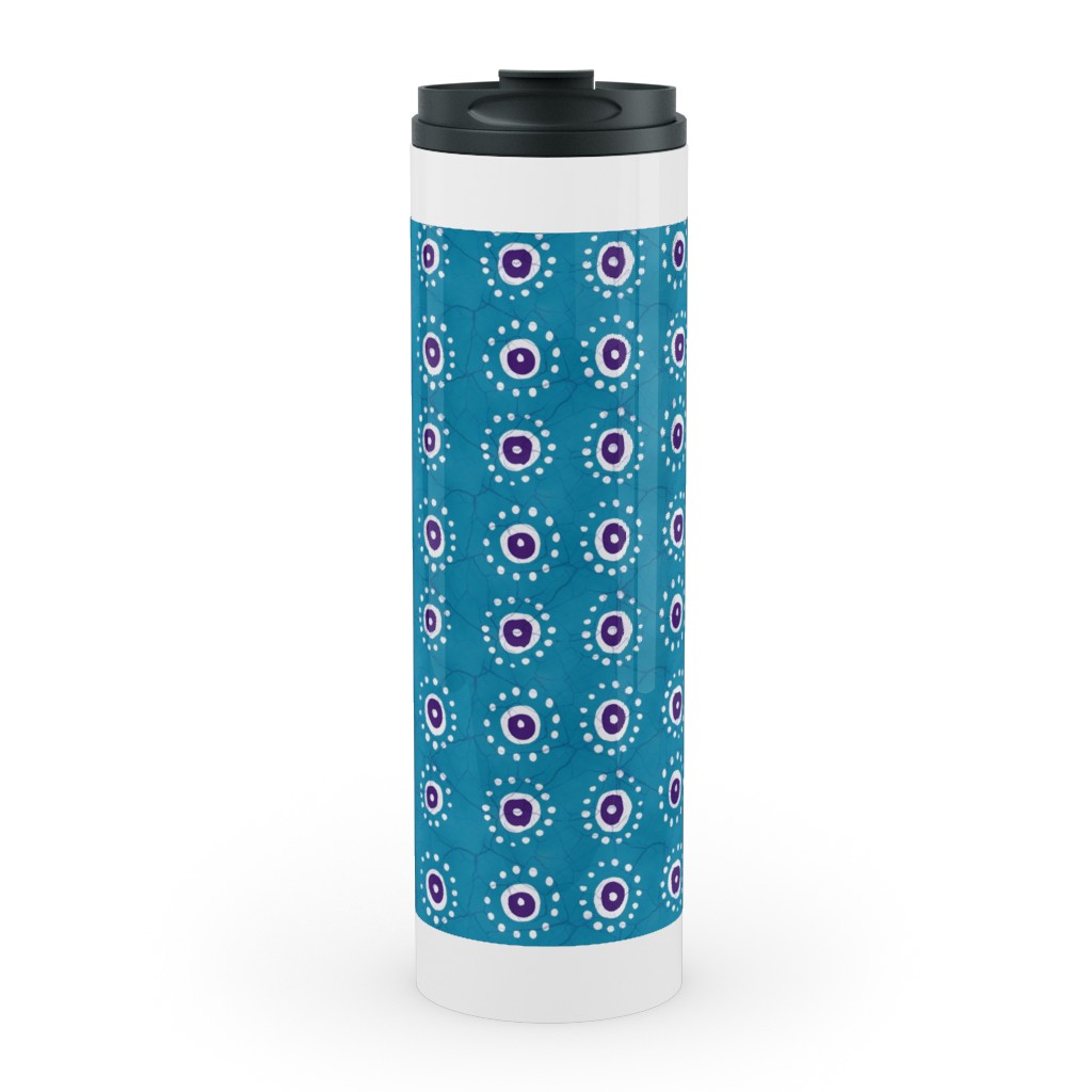 Batik Suns Stainless Mug, White, , 20oz, Blue, Tidal Wave
