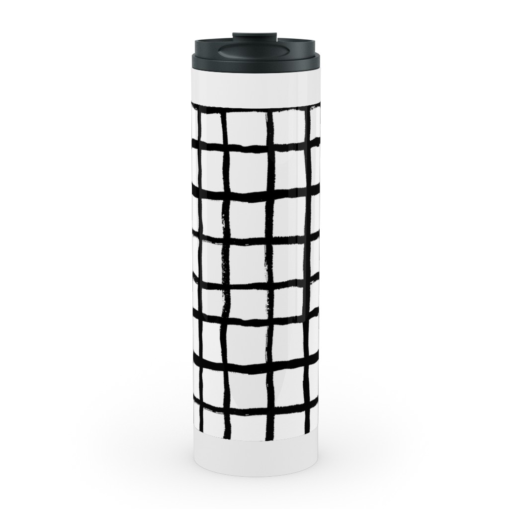 Simple Grid - Classic - Black and White Stainless Mug, White,  , 20oz, Black