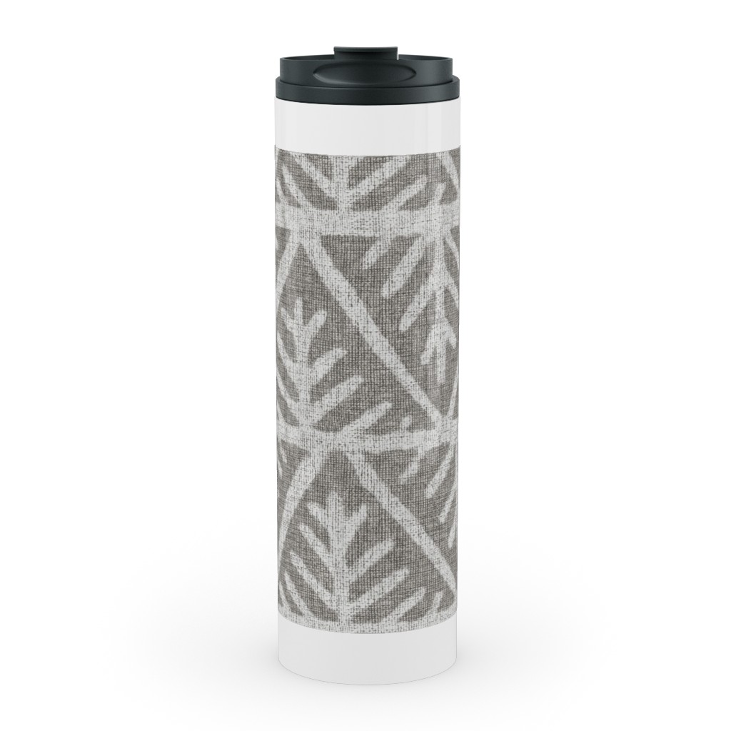 Textured Mudcloth Stainless Mug, White,  , 20oz, Gray