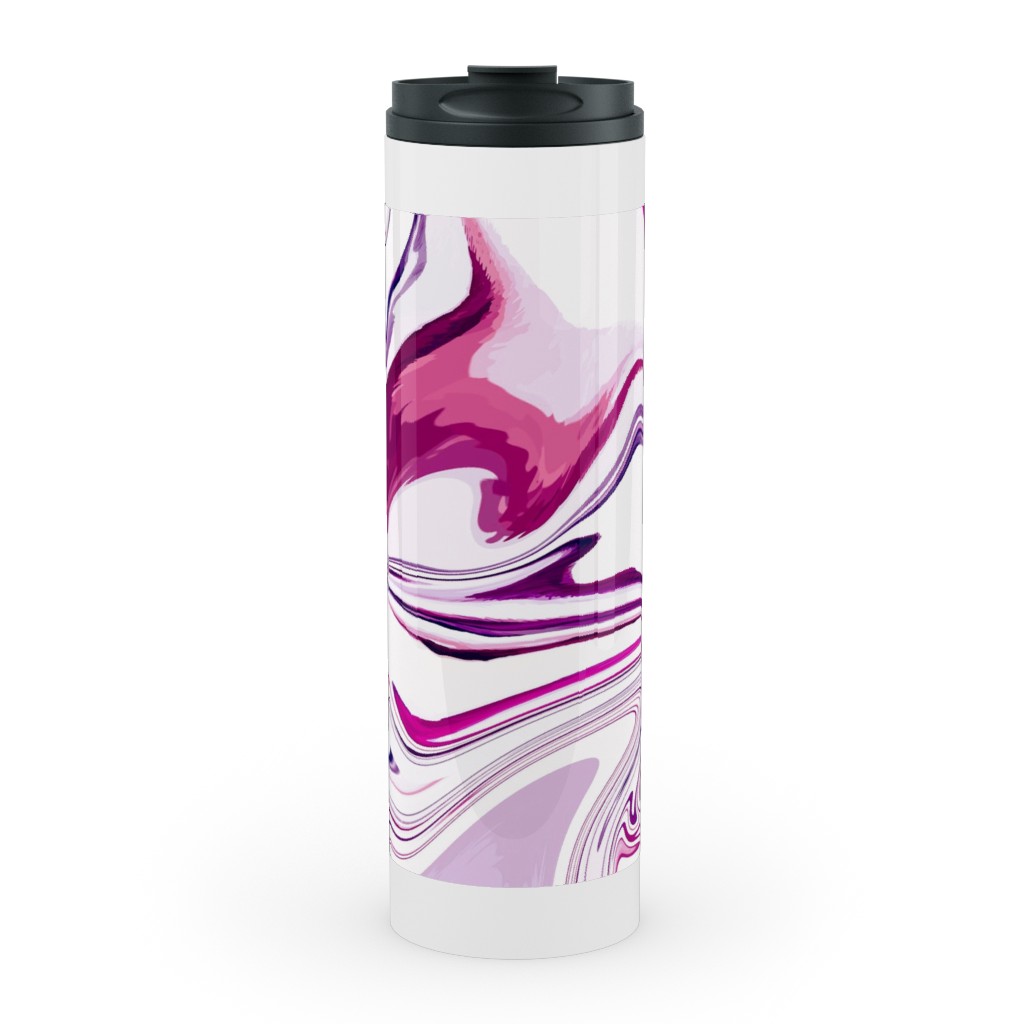 Marble - Mulberry Stainless Mug, White, , 20oz, Pink, Bright Pink