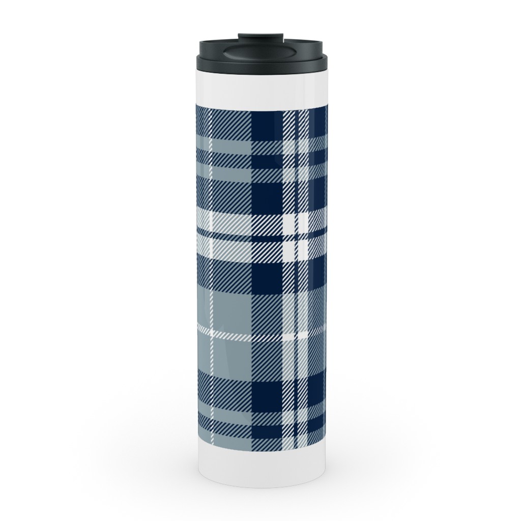 Fall Plaid Stainless Mug, White,  , 20oz, Blue