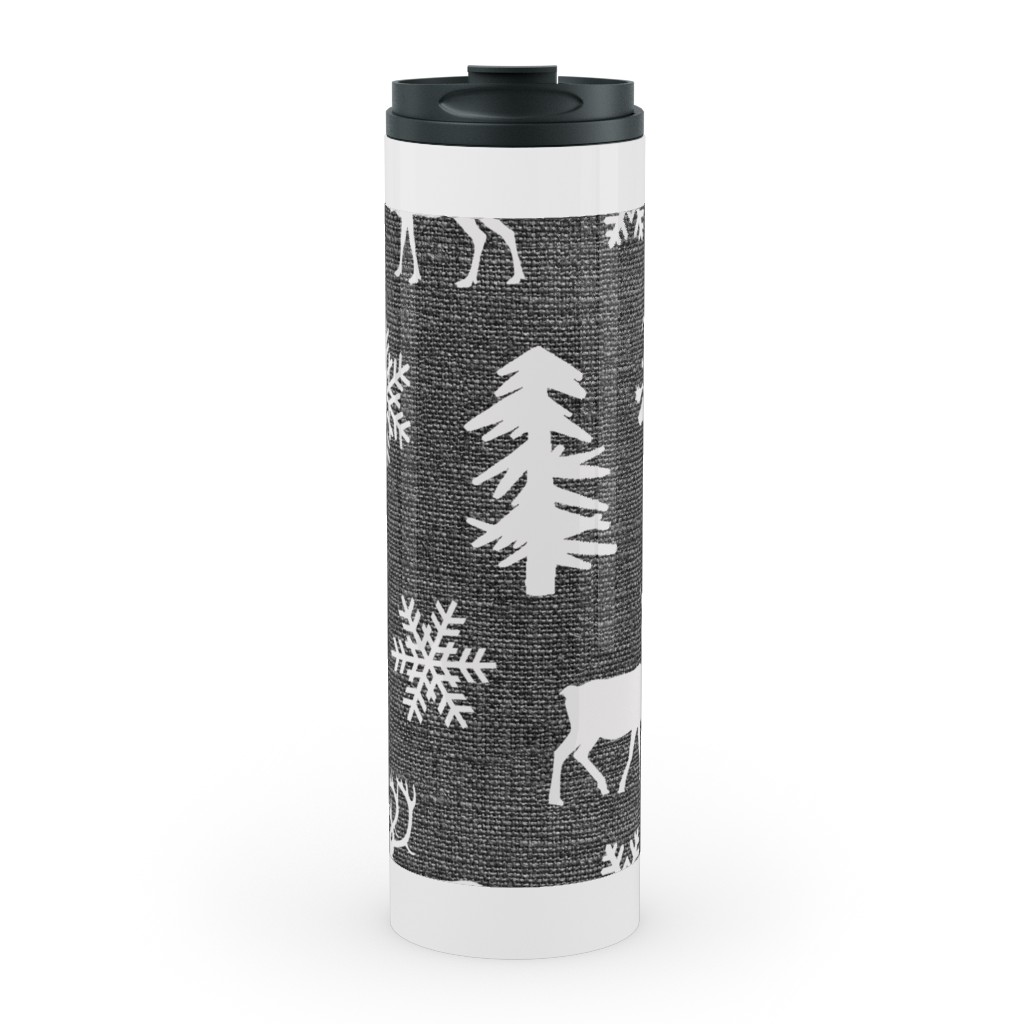 Winter Forest on Canvas Stainless Mug, White, , 20oz, Gray, Gray