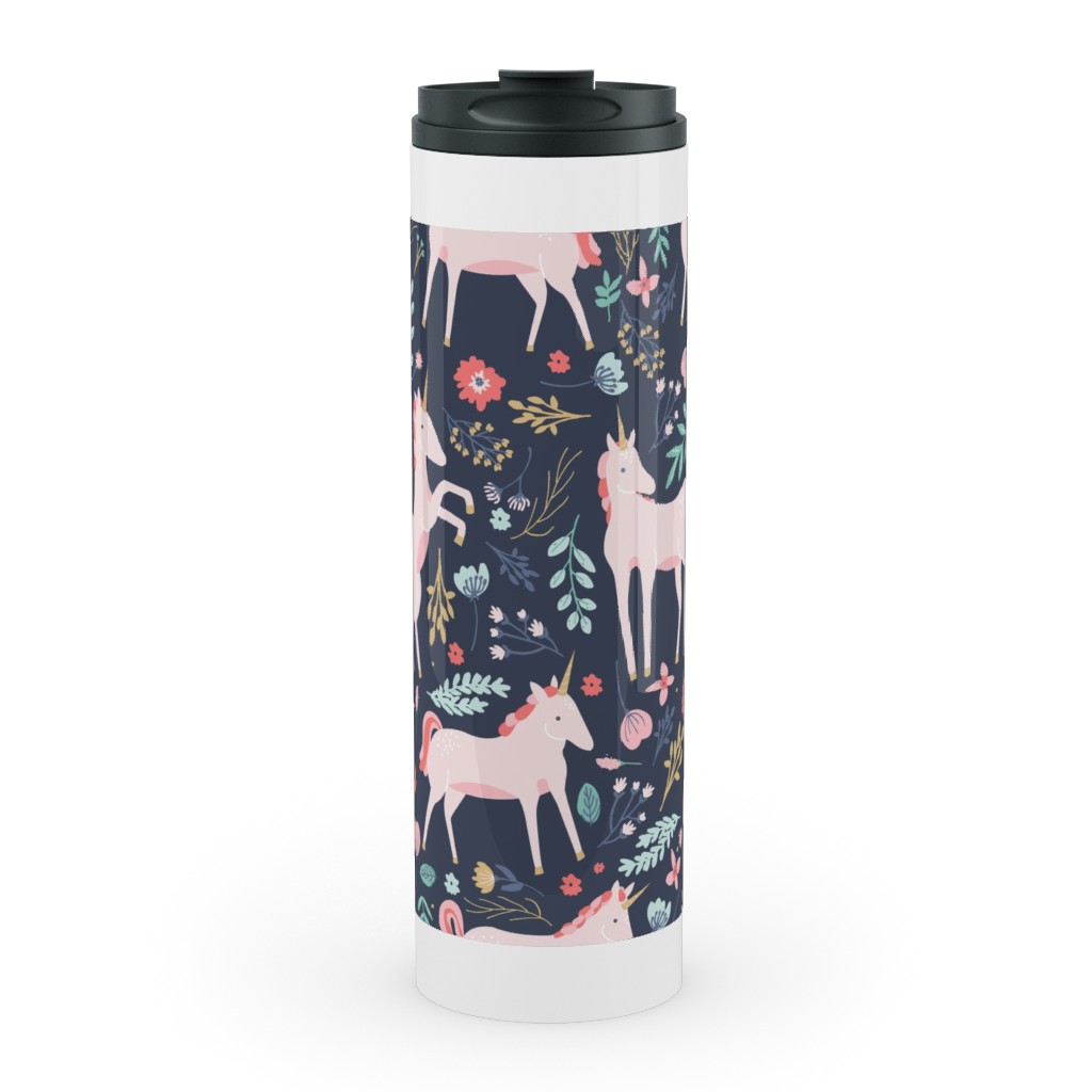 Unicorn Fields Stainless Mug, White, , 20oz, Multicolor, Navy