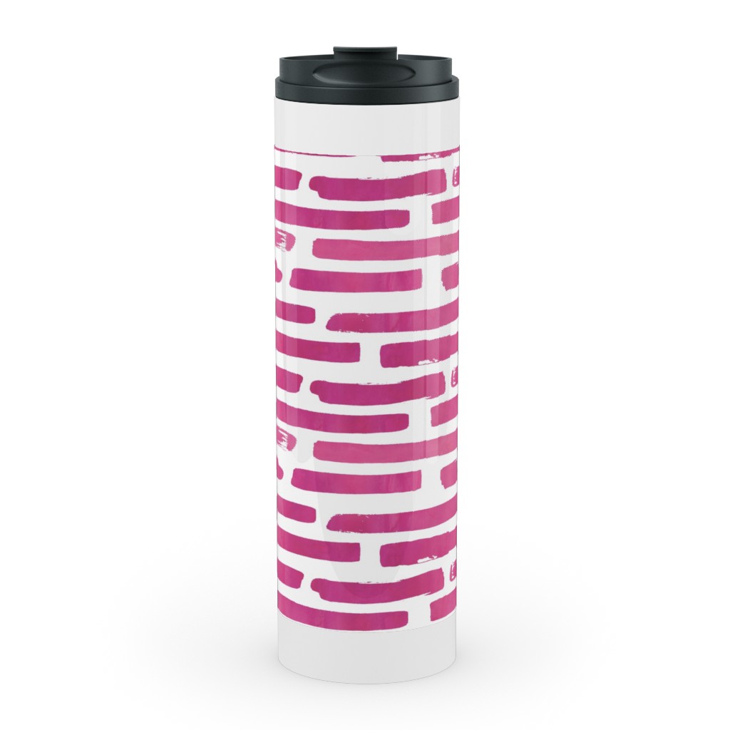 Watercolor Stripes - Berry Stainless Mug, White, , 20oz, Purple, Purple