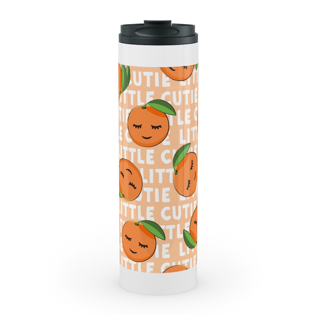 Little Cutie - Happy Oranges - Blue Travel Mug with Handle