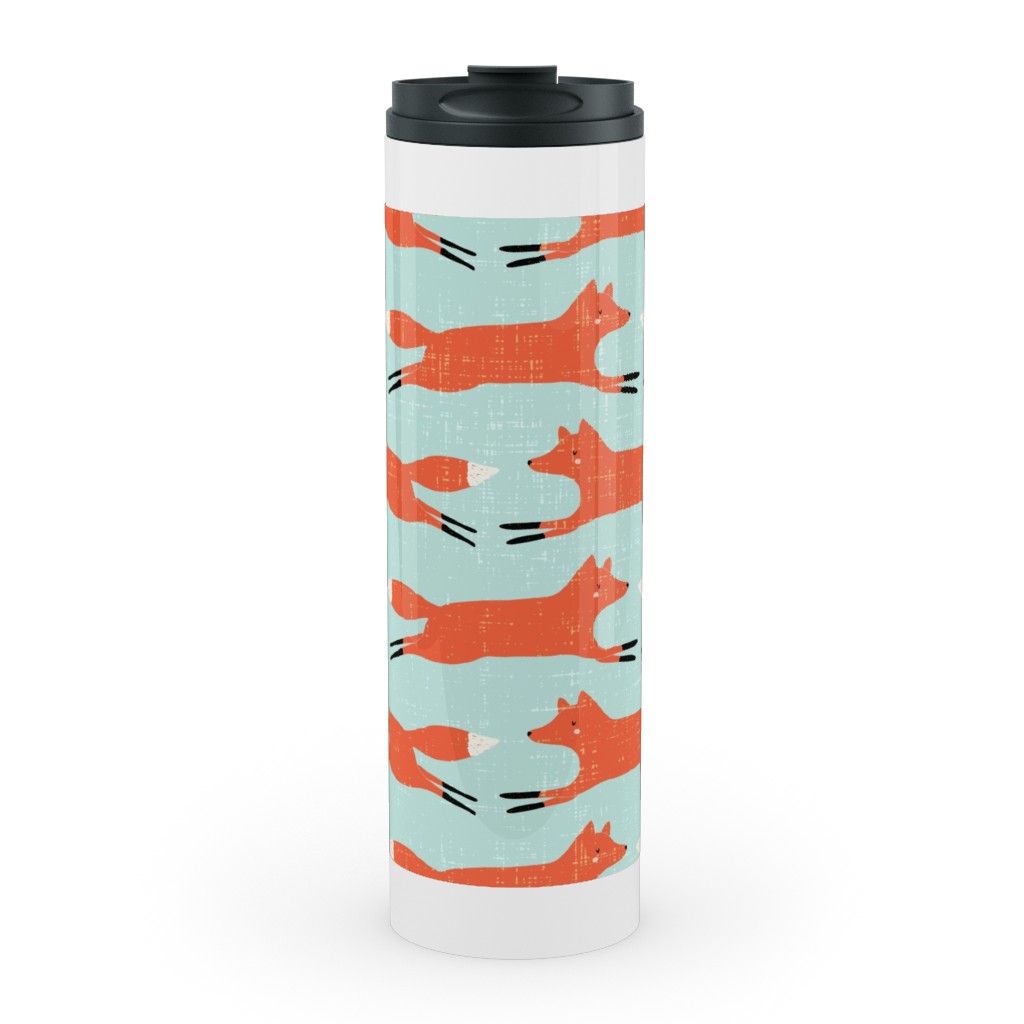 Little Orange Fox - Orange and Green Stainless Mug, White,  , 20oz, Orange