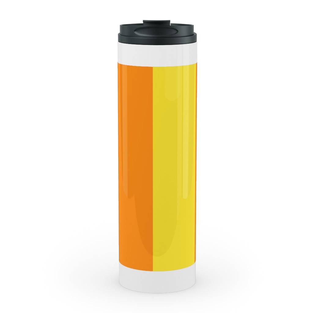 Vertical Stripes Stainless Mug, White, , 20oz, Orange, Orange