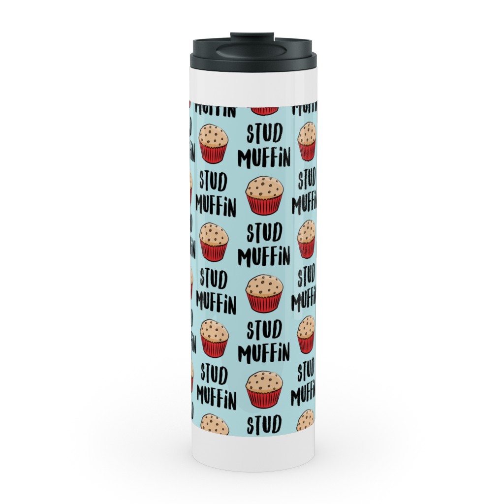 Stud Muffin - Muffins - Blue Stainless Mug, White,  , 20oz, Blue