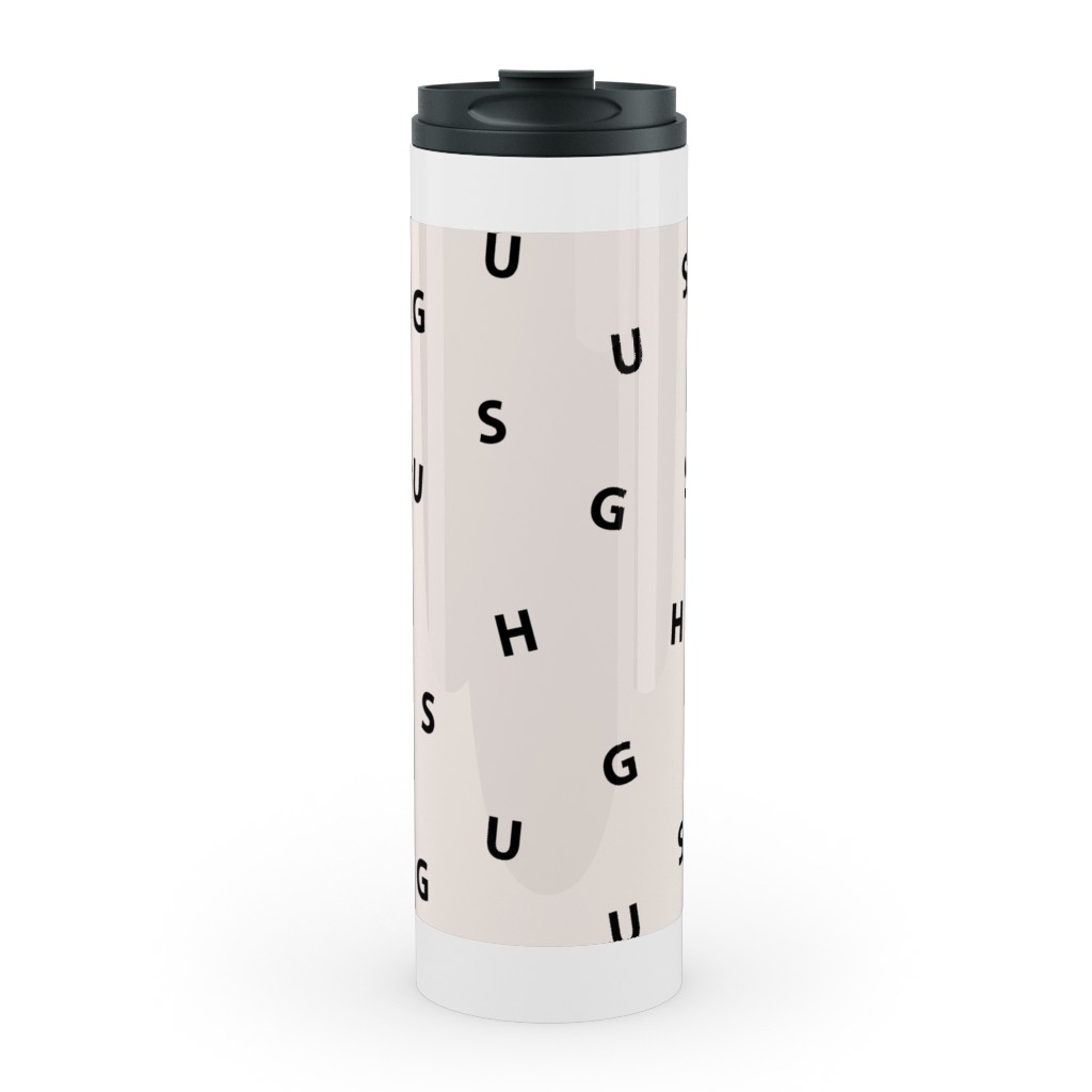 Sweet Hugs Typography - Pale Nude Stainless Mug, White, , 20oz, Beige, Pearl