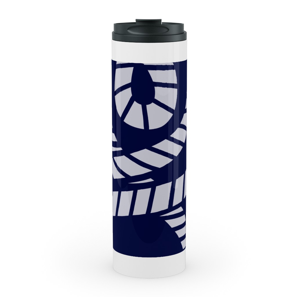 Nautical Rope on Navy Stainless Mug, White, , 20oz, Blue, True Blue