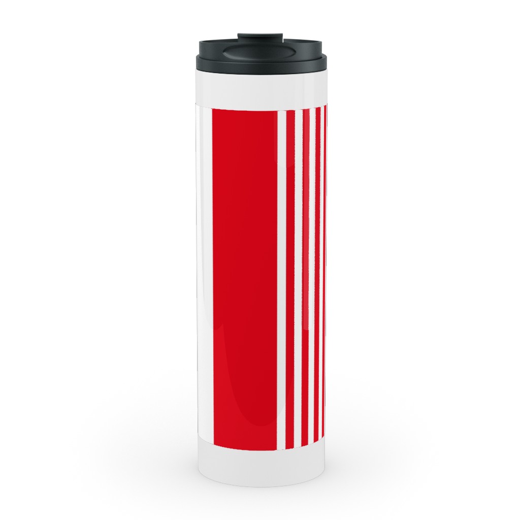 Turkish Stripes Vertical- Canada Day - Red and White Stainless Mug, White, , 20oz, Red, Red
