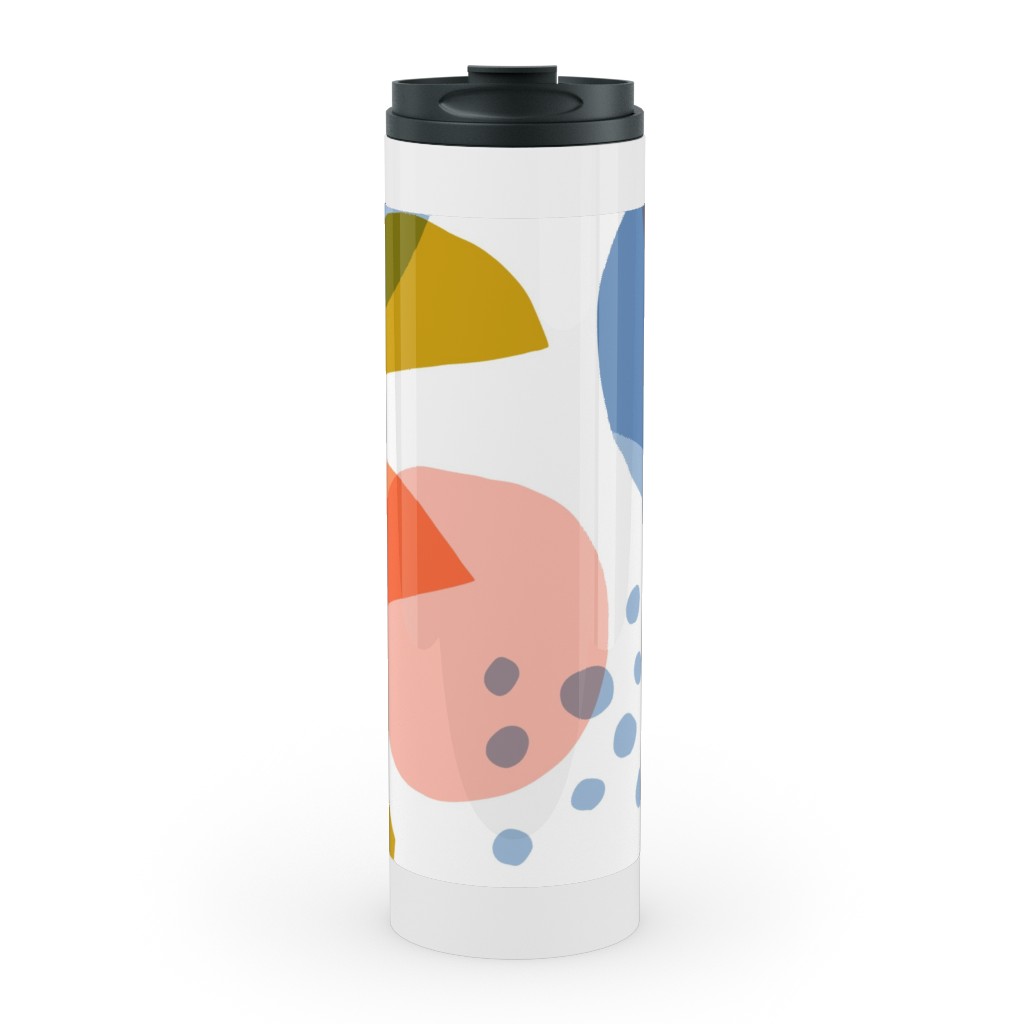 Abstract Circles and Triangles - Multi Stainless Mug, White, , 20oz, Multicolor