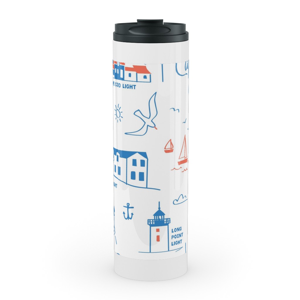 Cape Cod- Blue Stainless Mug, White,  , 20oz, Blue