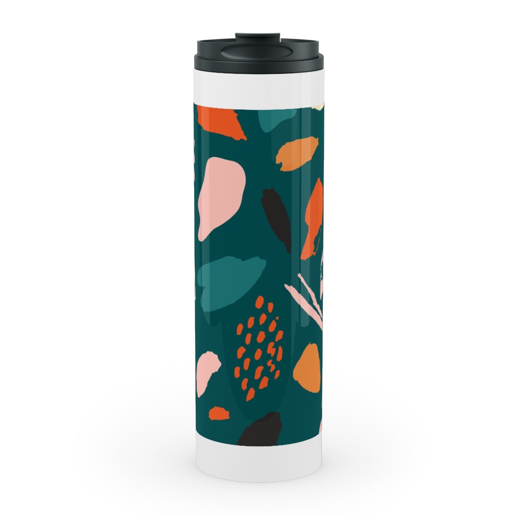 Splashes Pattern - Green Stainless Mug, White, , 20oz, Multicolor