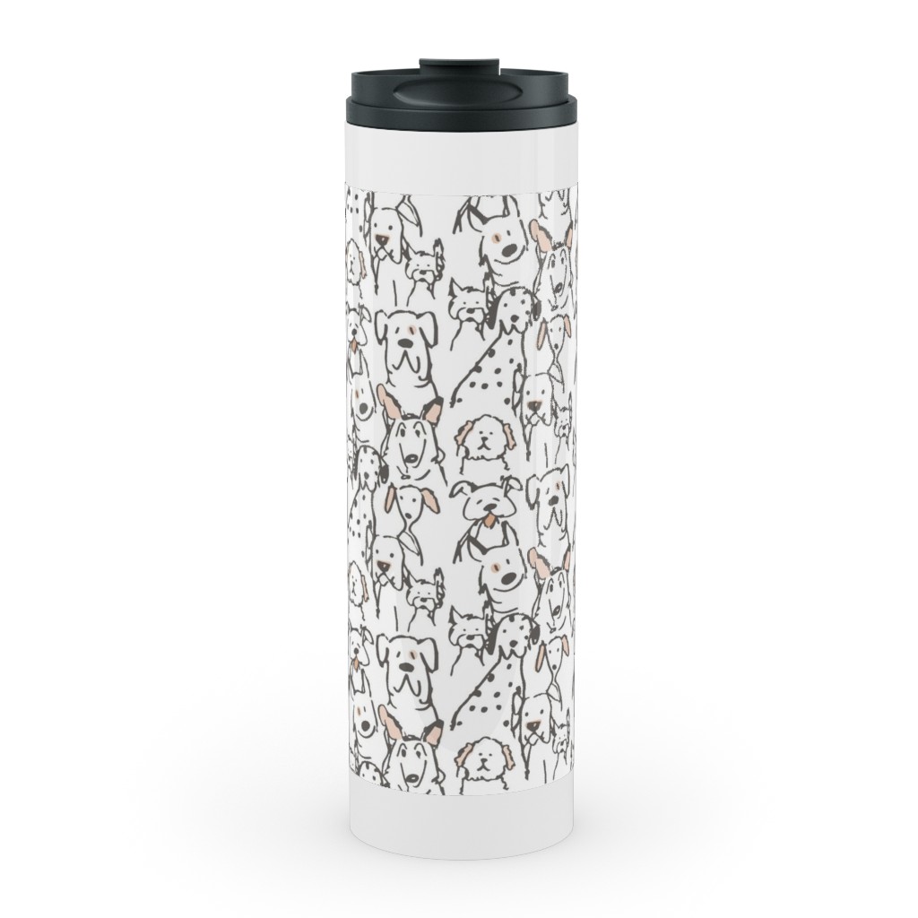 Peach Pop Doodle Dogs - Black and White Stainless Mug, White,  , 20oz, White