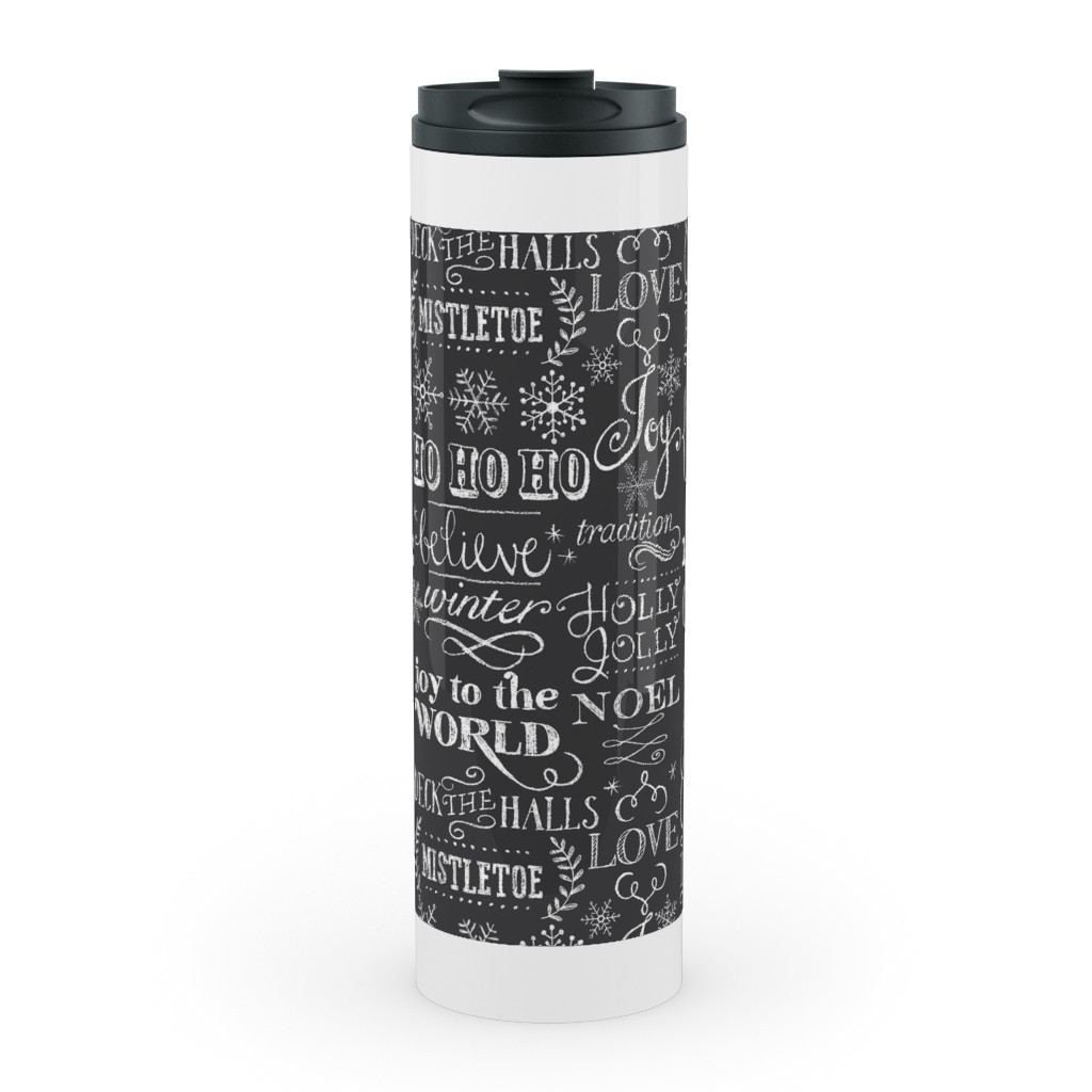 Christmas Sayings in Chalk Stainless Mug, White,  , 20oz, Gray
