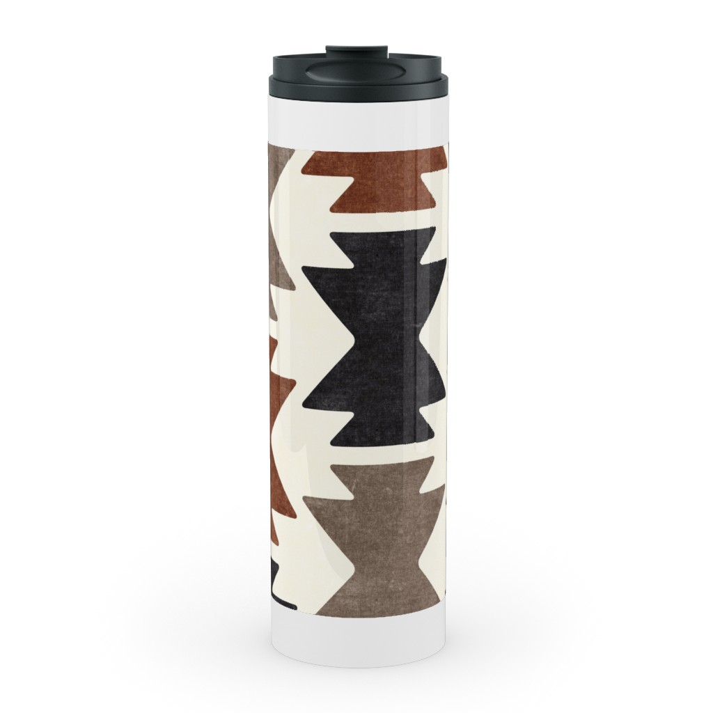 Bohemian Aztec Stainless Mug, White, , 20oz, Brown, Chestnut