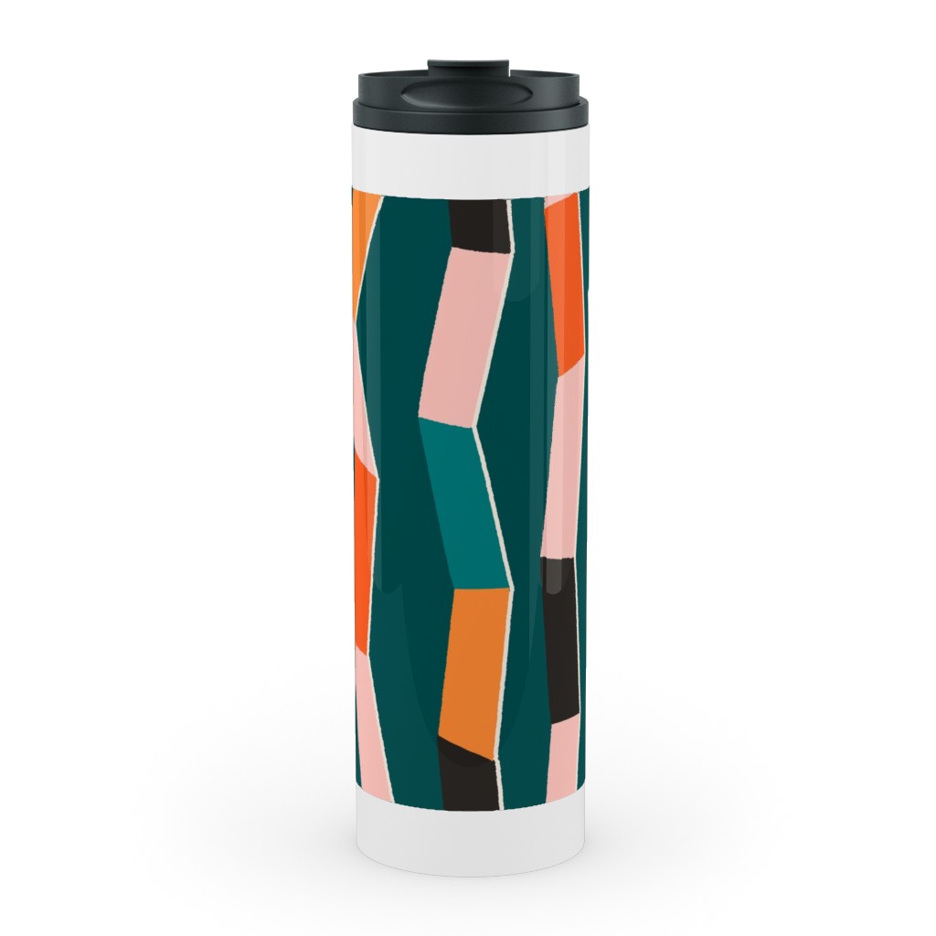 Funky - Multi on Green Stainless Mug, White, , 20oz, Multicolor