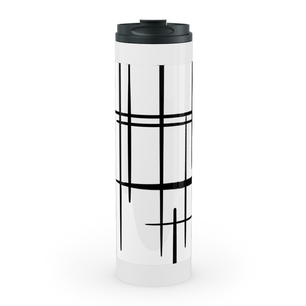 Abstract Line Pattern Stainless Mug, White,  , 20oz, White