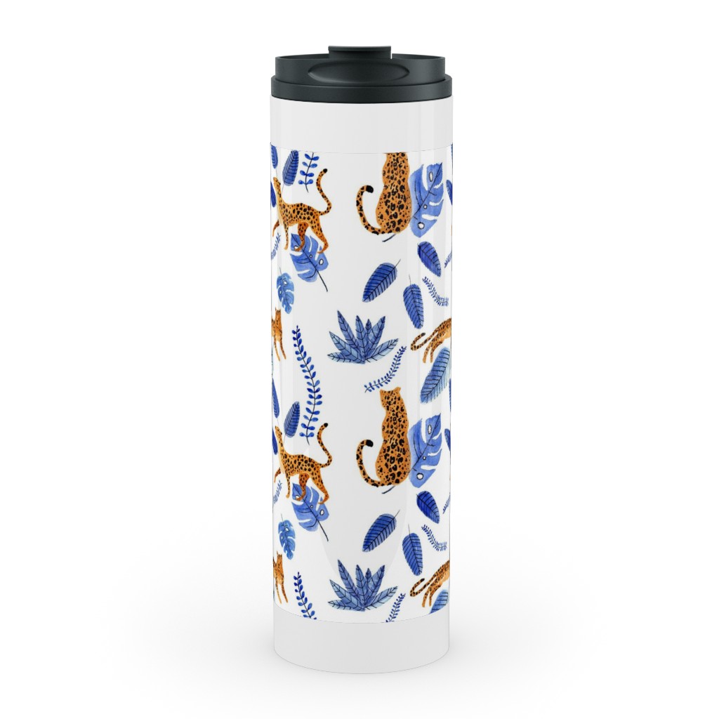 Leopard Tropical Exotic - Blue Stainless Mug, White, , 20oz, Multicolor