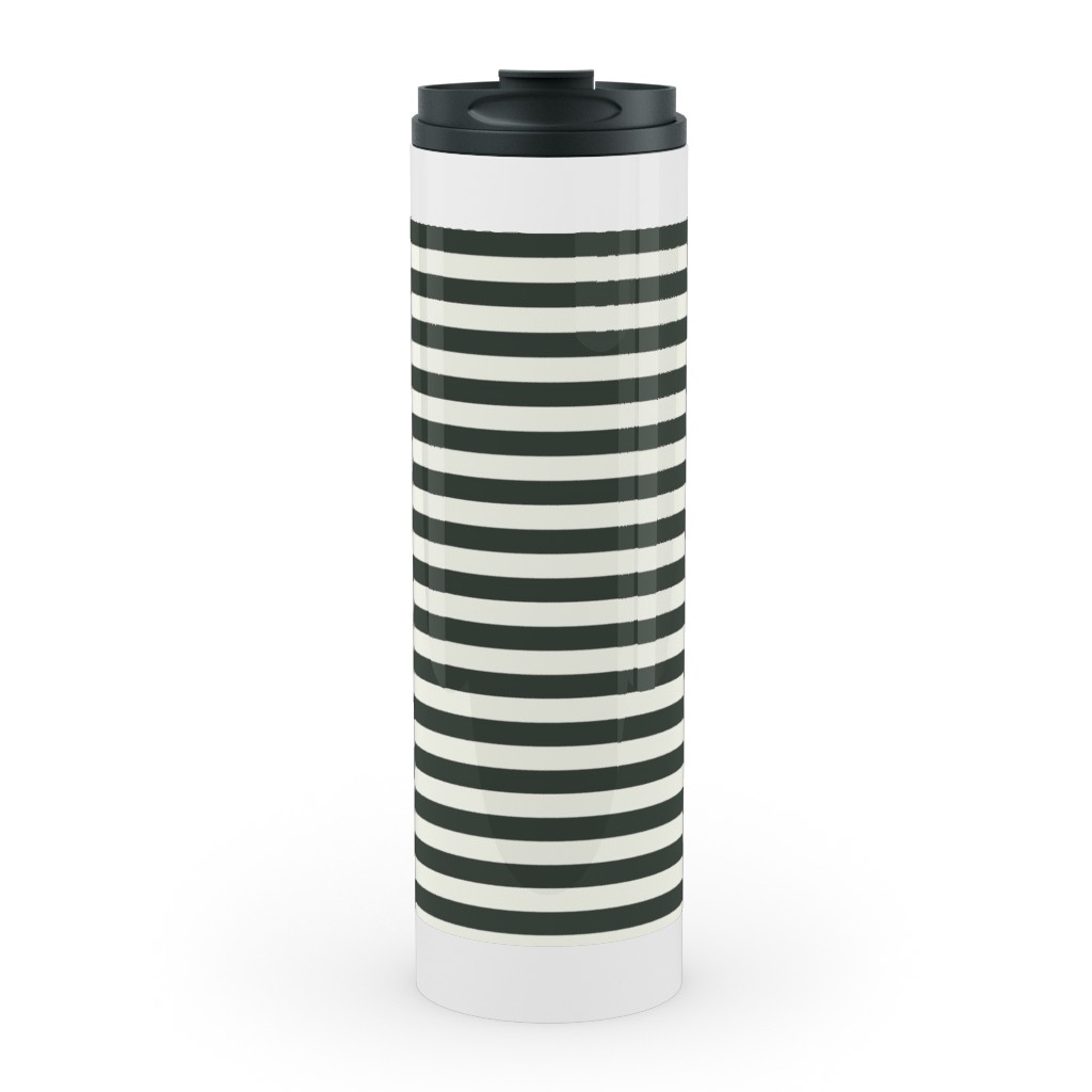 Stripe - Black and Cream Stainless Mug, White, , 20oz, Black, Black