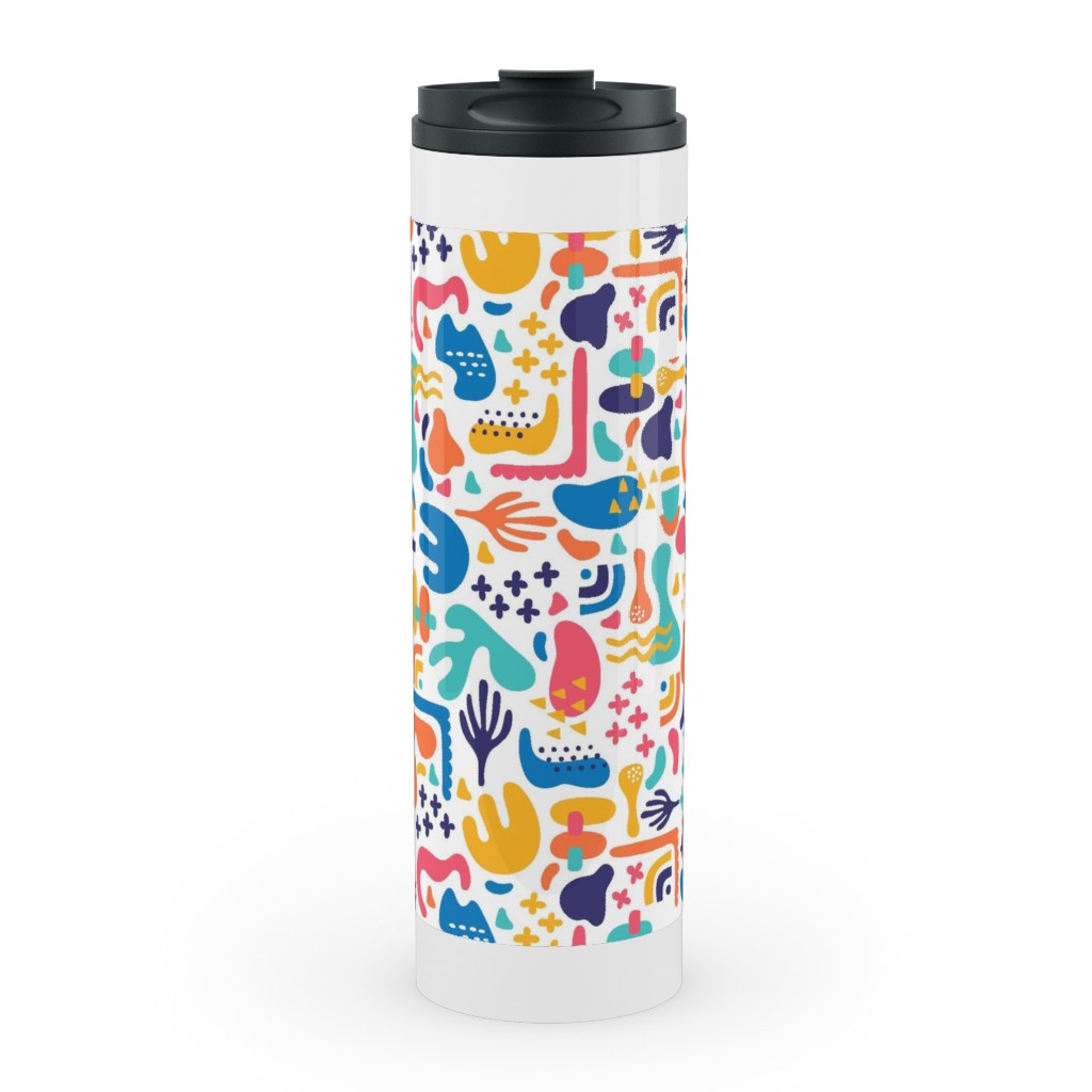 Organic Abstract Design - Multi Stainless Mug, White, , 20oz, Multicolor