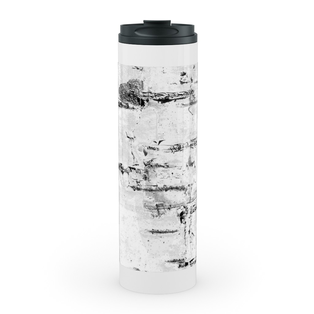 Birch Bark - White, Gray Stainless Mug, White,  , 20oz, Gray