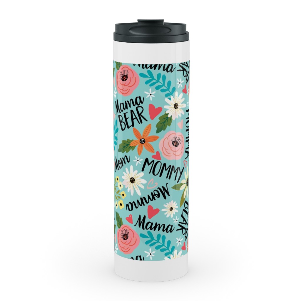 Mom's the Word - Multi Stainless Mug, White,  , 20oz, Blue