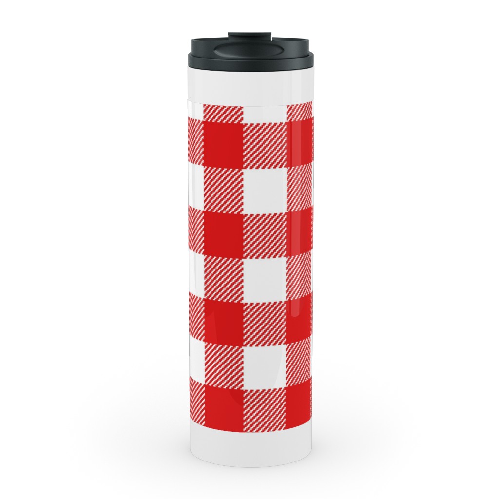 Buffalo Plaid Stainless Mug, White, , 20oz, Red, Firecracker