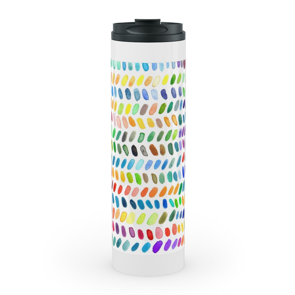 Rainbow Dash Rows - Multi Stainless Mug, White,  , 20oz, Multicolor