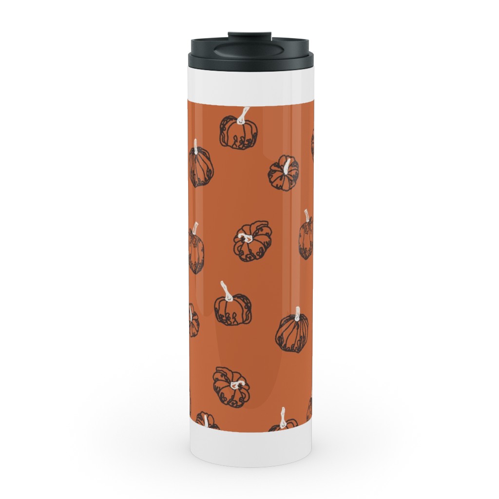 Pumpkins Stainless Mug, White, , 20oz, Orange, Fawn