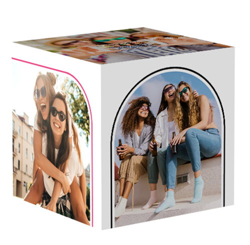 Colorful Arched Frames Photo Cube, White