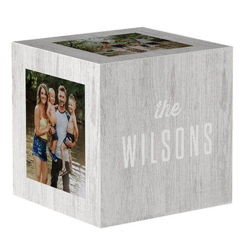 Light Weathered Wood Photo Cube, Gray