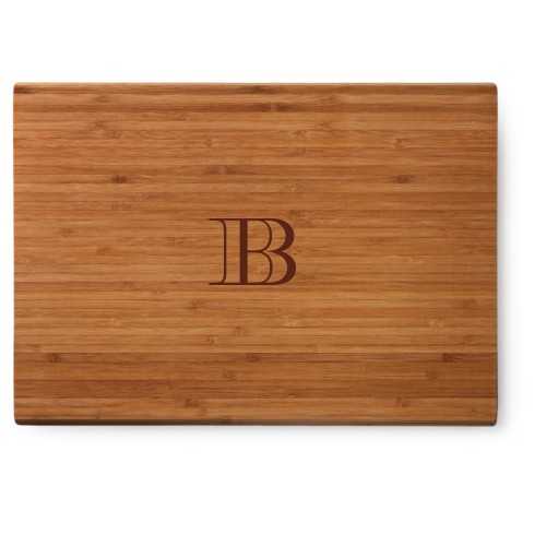 Classic Monogram Cutting Board, Bamboo, Rectangle Ornament, None, White