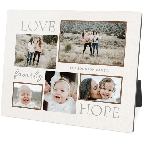 Love Family Hope Desktop Plaque, Rectangle, 8x10, Gray