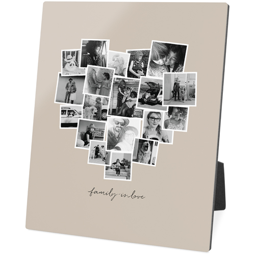 Tilted Heart Collage Desktop Plaque, Rectangle, 8x10, Beige